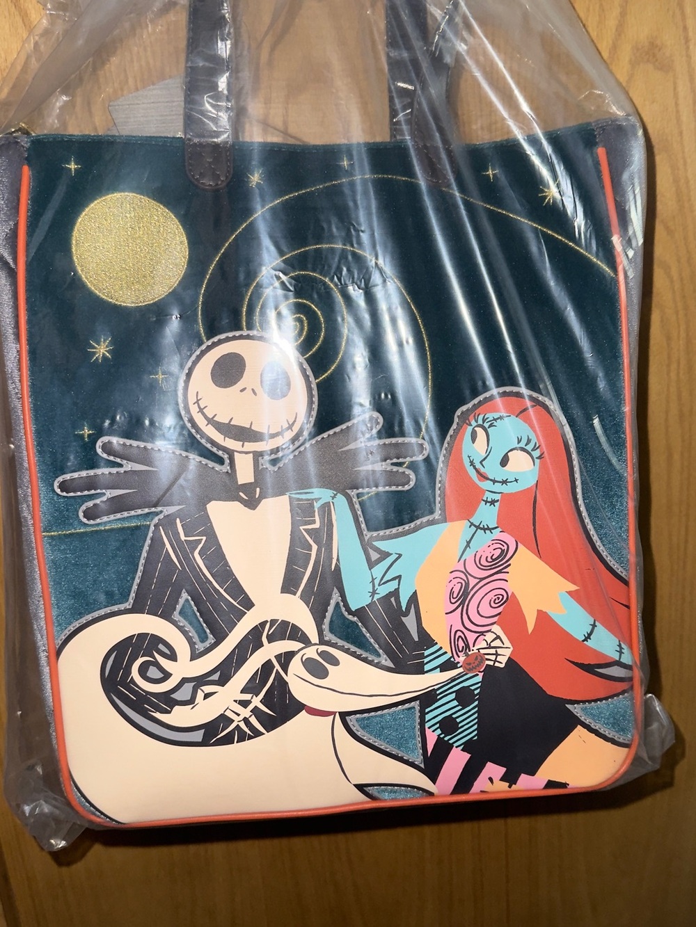 Loungefly Nightmare Before Christmas Jack & Sally Tote - Teal, Red & Gold